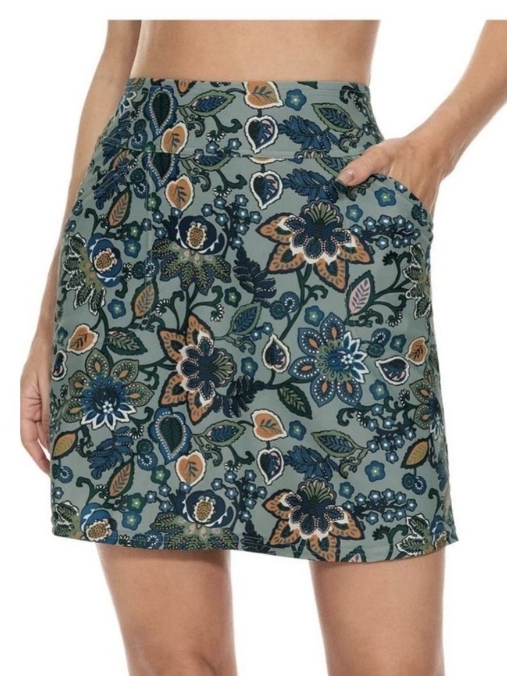 Moteepi Skort Gypsophila Floral Print Stretch Pickleball Tennis Size XL Sporty